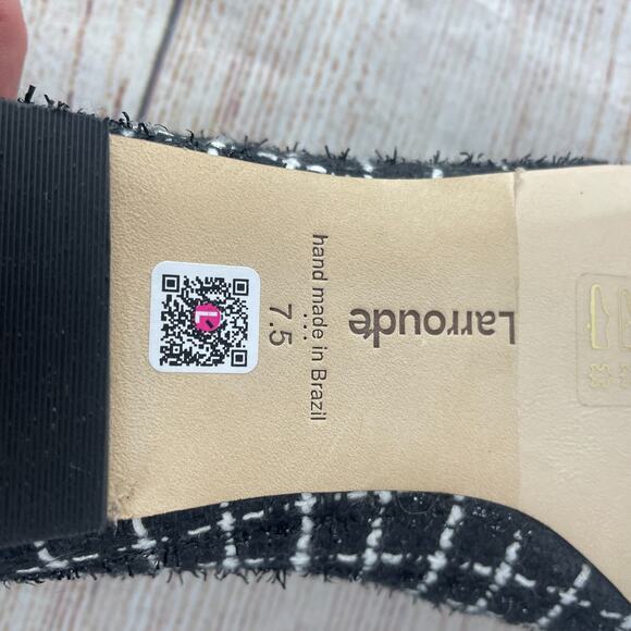 Larroude Lee Womens Sz 7.5 Flats Tweed Milano Black - Picture 10 of 12